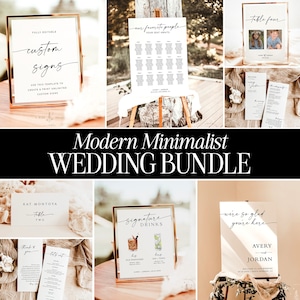 Minimalist Wedding Bundle Template, Wedding Sign Templates, Modern Minimalist Wedding Signs, Wedding Sign Bundle, Editable Template, M9