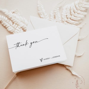 Minimalist Thank You Card, Thank You Card, Bridal Shower Thank You Cards, Modern Minimalist Wedding, Editable Template, M9 image 2