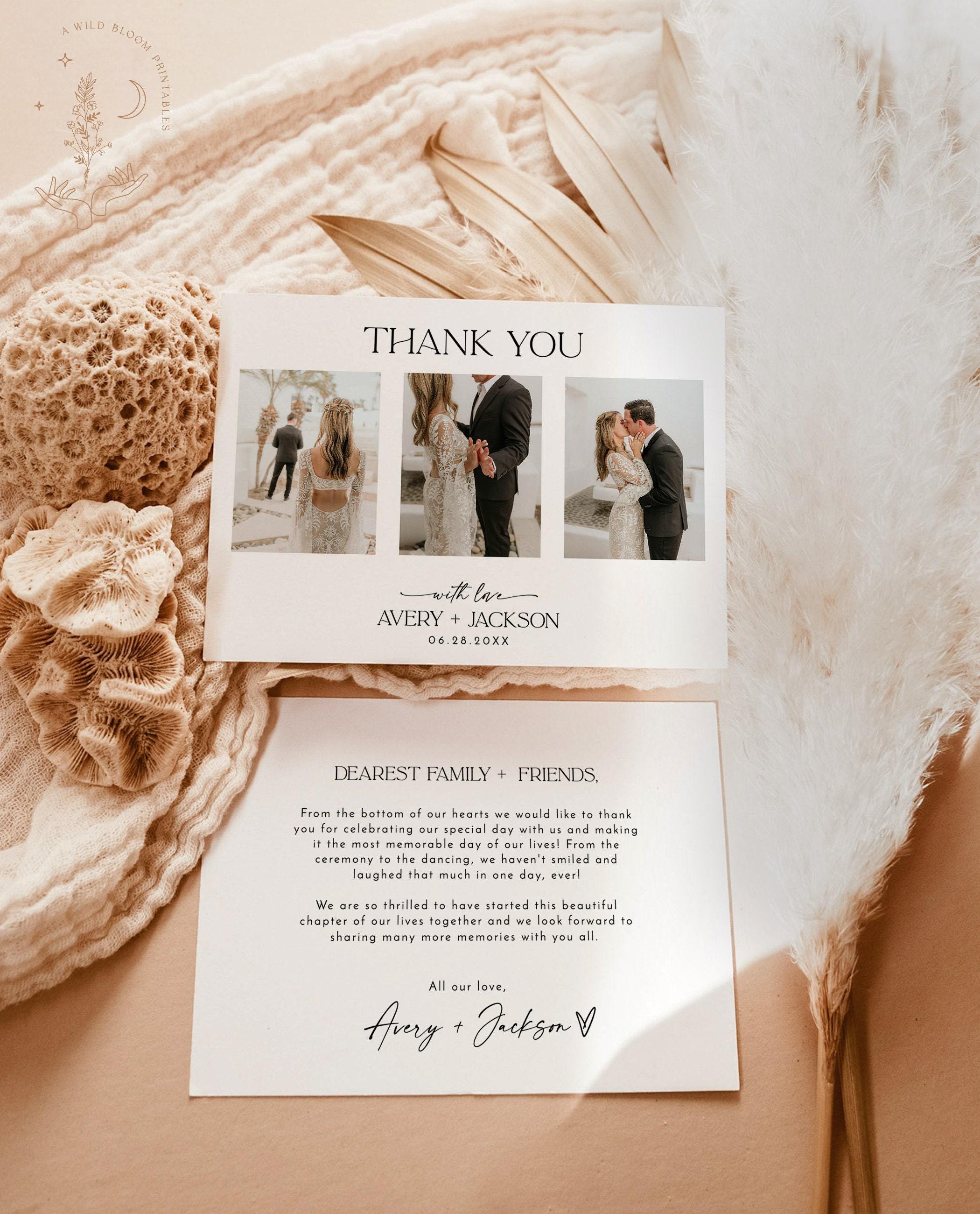 PRINTED + SHIPPED | Photo Wedding Thank You Card With Envelopes ...