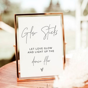 Glow Stick Sign Template | Let Love Glow Sign | Minimalist Wedding Send Off Sign | Glow Sticks Send Off | Wedding Glow Sticks Sign | M7