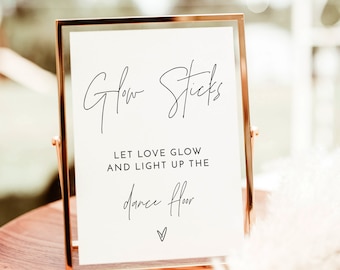 Glow Stick Sign Template | Let Love Glow Sign | Minimalist Wedding Send Off Sign | Glow Sticks Send Off | Wedding Glow Sticks Sign | M7