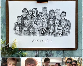 Family portrait, Pencil sketch, family sketch, Pencil Drawing, Photo Collage, Pencil Portrait, Family Drawing, Drawing from photo