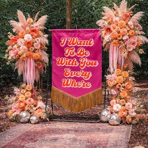 Fringed Velvet Wedding Banner: Custom Fabric Sign image 2