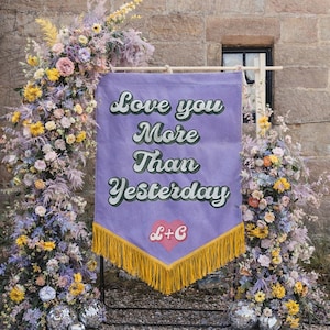 Fringed Velvet Wedding Banner: Custom Fabric Sign image 3