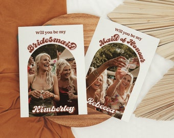 Personalized Bridesmaid Proposal Card: Retro Boho Wedding