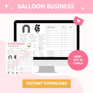 Balloon Business Order Form Template | Balloon Stylist | (Client Invoice/Contract/Price) Editable, Custom, Instant download printable CANVA