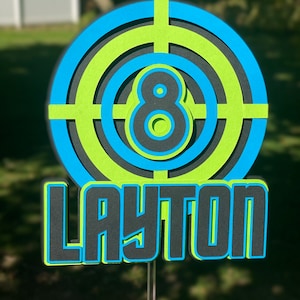 Laser Tag Party Cake Topper | Dart Game Party Cake Topper | Light up Cake Topper