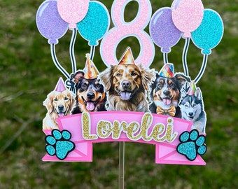 Personalized Dog Birthday Cake Topper | Dog Party Decor