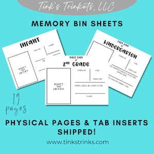 Memory Bin Sheets | DIY Memory File Kit | Kid’s Milestone Tote Kit | Children’s Memory Tote Kit