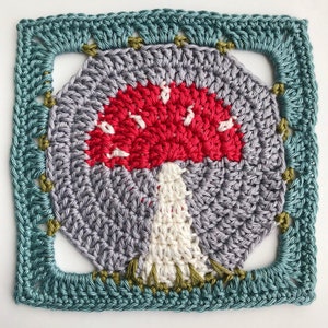 Toadstool Square - Crochet Pattern PDF - Granny Square Afghan Block