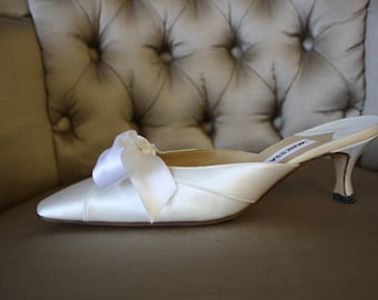 Ivory satin bridal bridesmaid wedding shoes sizes 4-8 by pure & precious Abbie 
