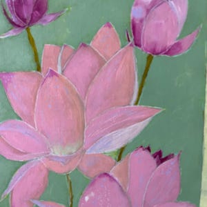 Hand-Painted Lotus Blossoms – Original Floral Wall Art in Pastel Tones