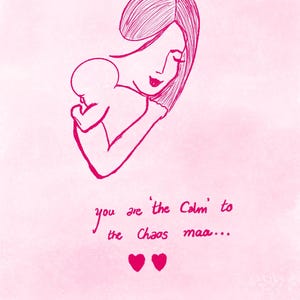 Eres la calma en el caos – Tarjeta imprimible con frase para mamá / Arte digital de pared para mamá primeriza