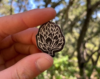 Tiny Artichoke Linocut Vinyl Sticker