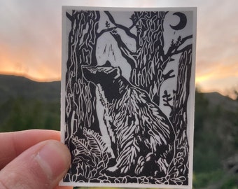 Bear Linocut Vinyl Sticker