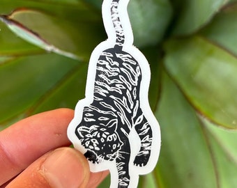 Tiger Linocut Vinyl Sticker