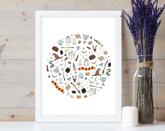 Zauberer-Objekte Digital Printable Art Print