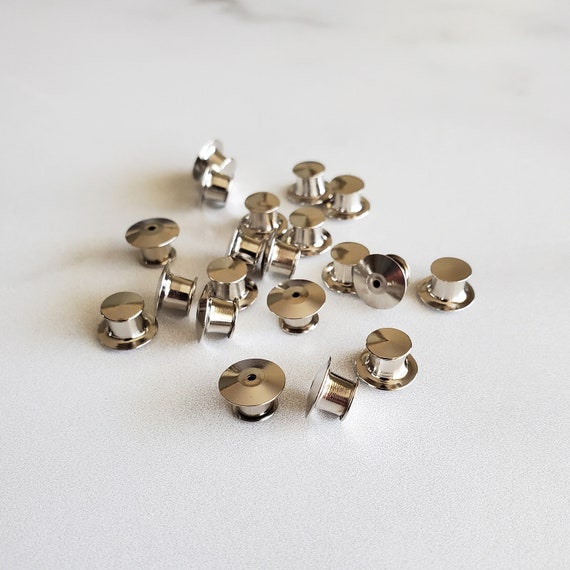 Locking Pin Backs No Tools Needed Silver Pin Lock Backings for Enamel Pins  Never Lose A Pin Again 