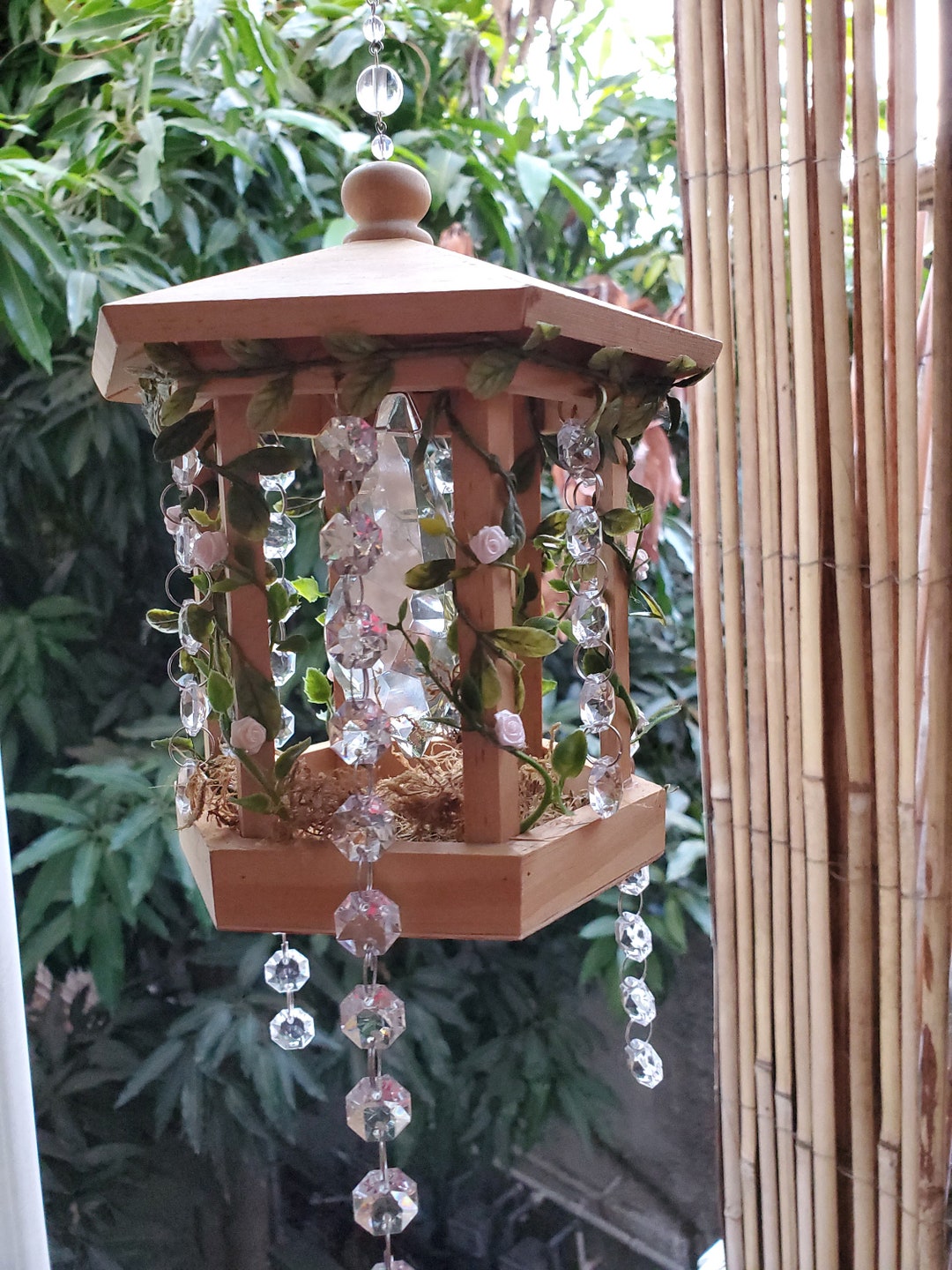 Suncatcher Birdhouse Ornament, Crystal Suncatcher, Outdoor Ornament
