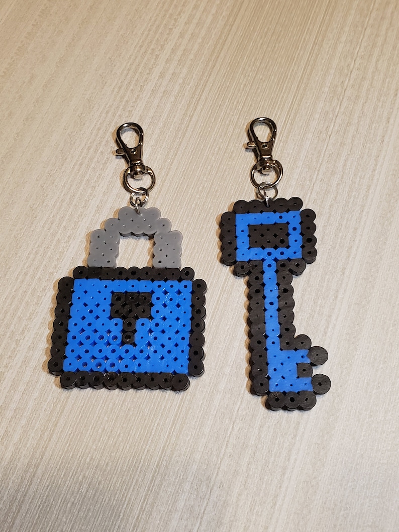 Set of Perler Beads Key & Lock Charms or Key Chains Lock and Etsy