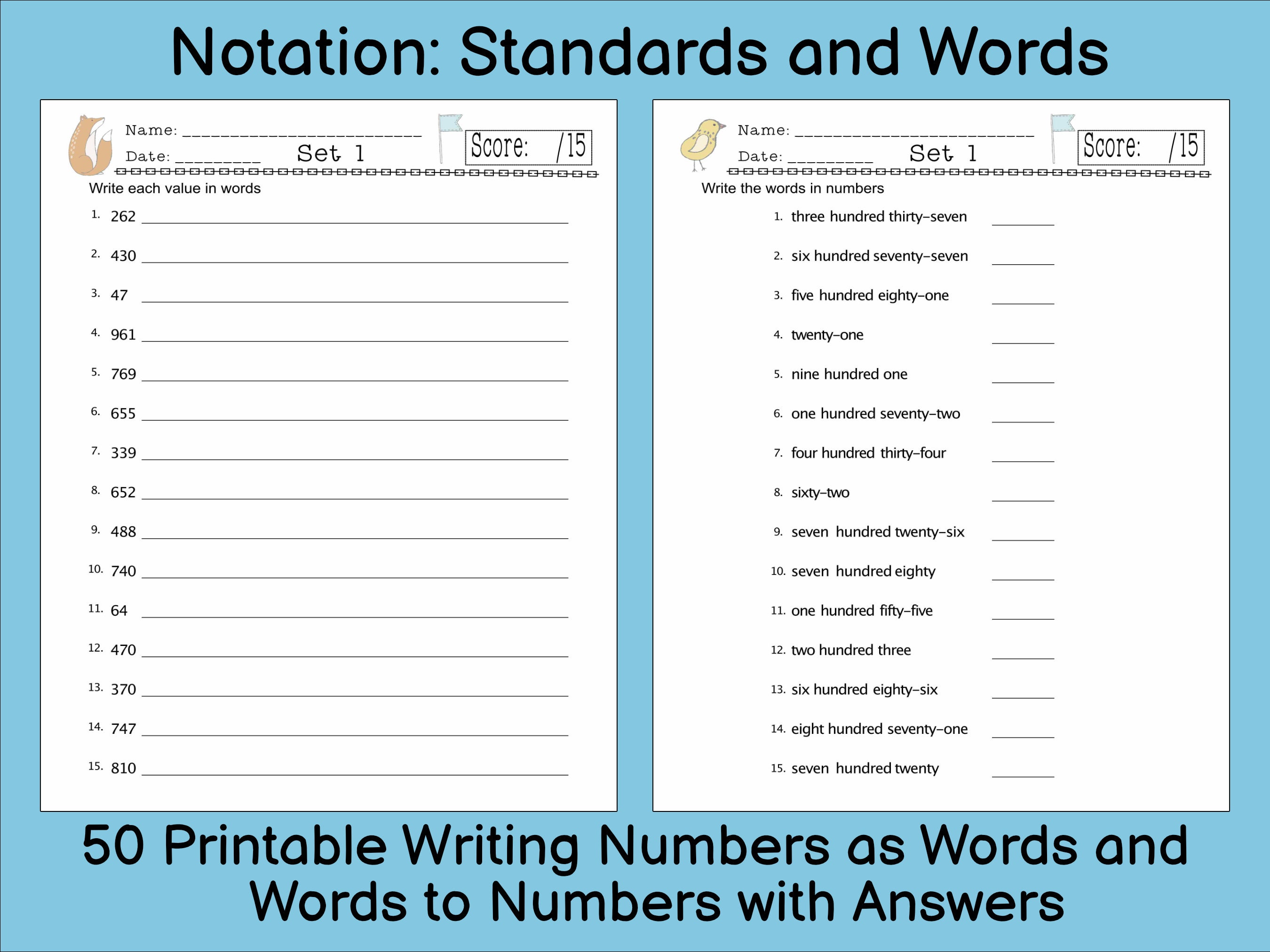 Written form math worksheets