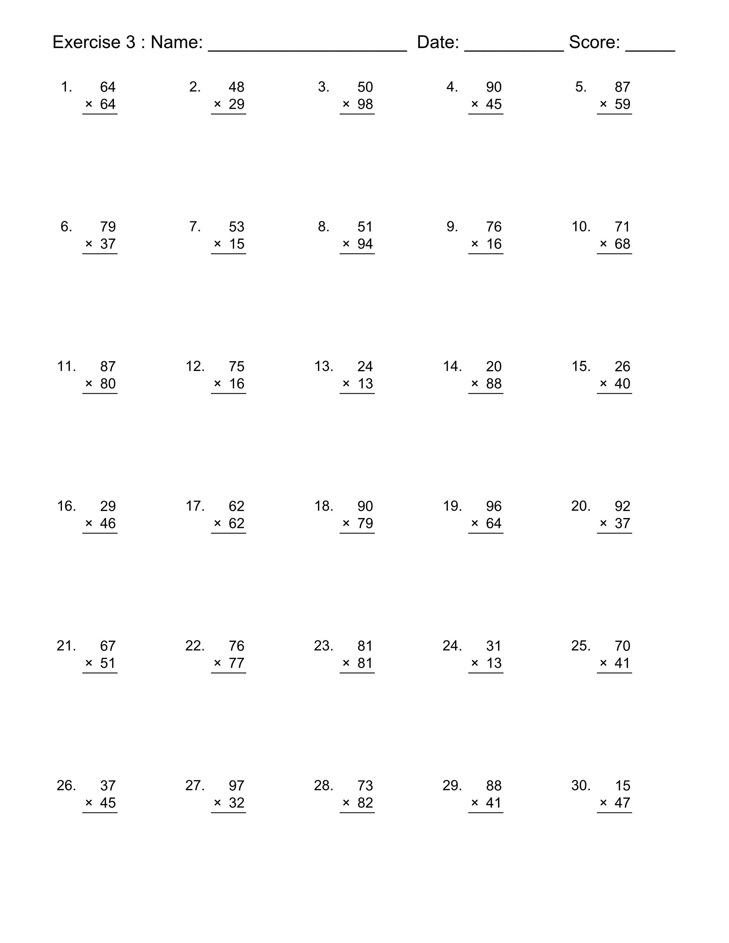 multiplication worksheet 141 long multiplication practice etsy australia
