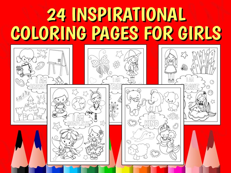24 Inspirational Coloring Pages for Girls. Kids Coloring - Etsy