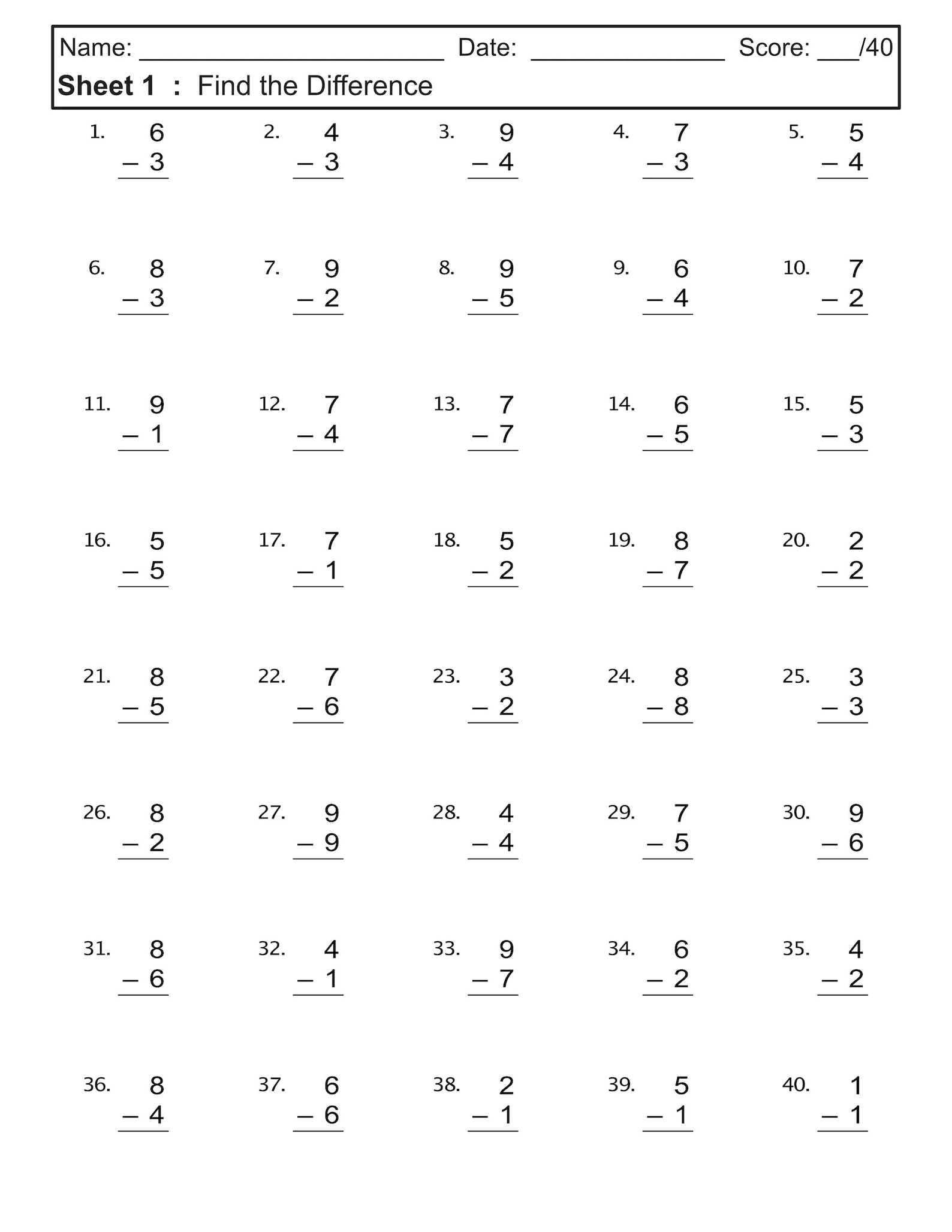 Subtraction Worksheet 100 Practice Sheets With Answers - Etsy