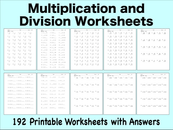 multiplication and division worksheet 192 practice sheets etsy finland