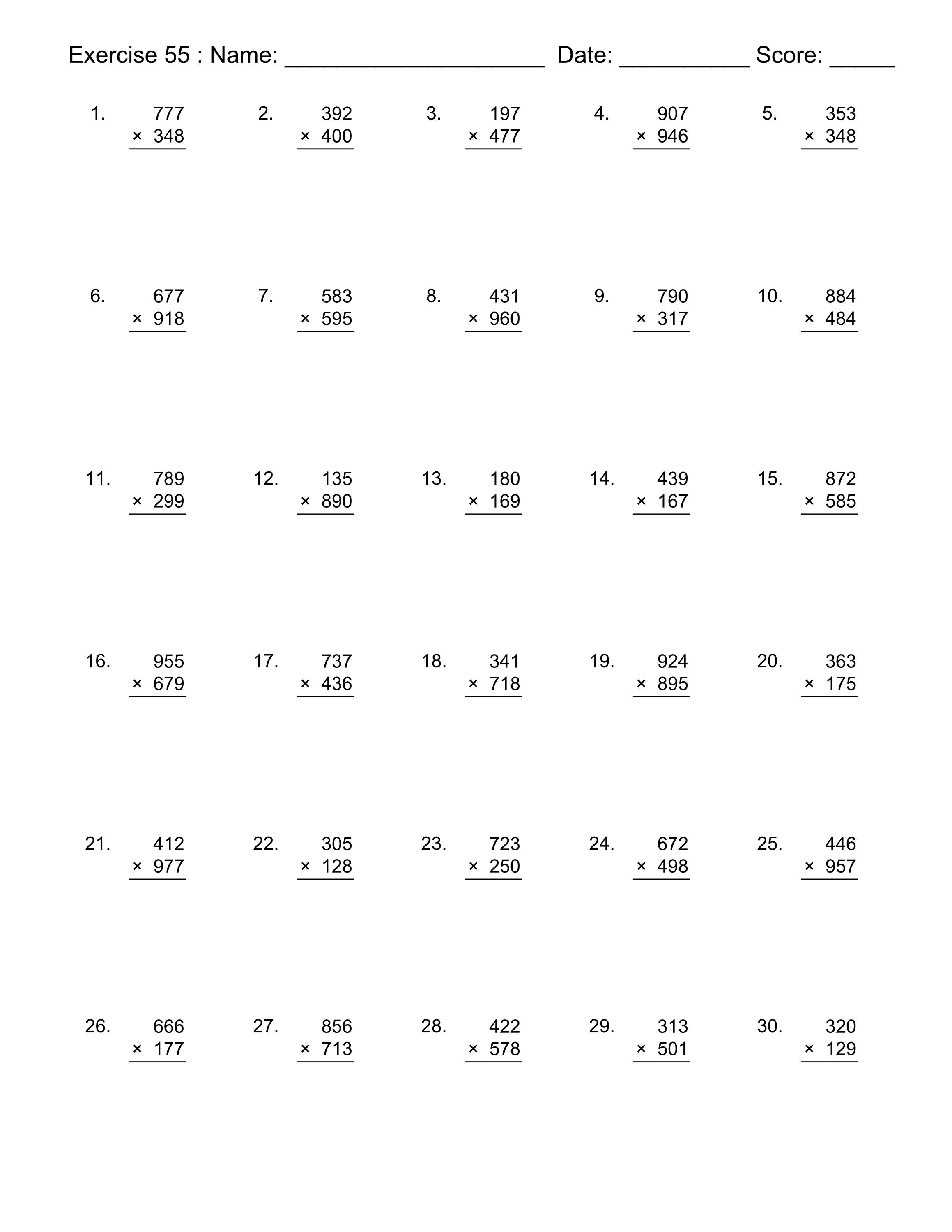 multiplication worksheet 141 long multiplication practice etsy