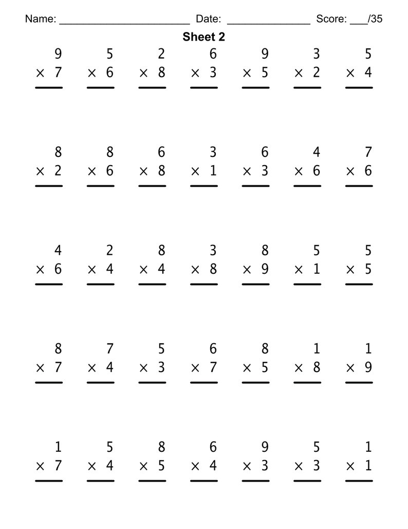 Multiplication Worksheet 10 Practice Sheets With Answers Etsy Multiplication Worksheet 10 Practice Sheets With Answers Etsy