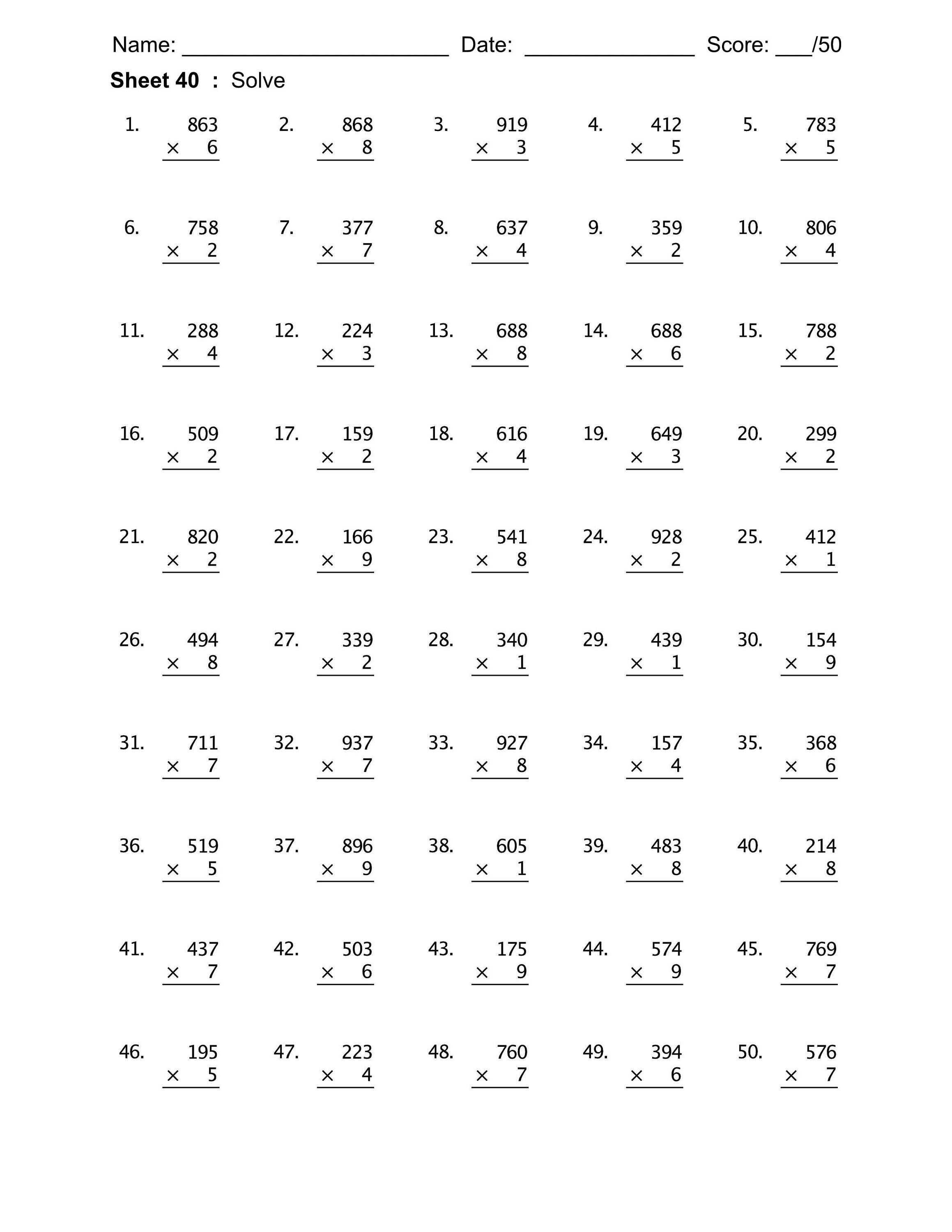 Multiplication And Division Worksheet 192 Practice Sheets Etsy
