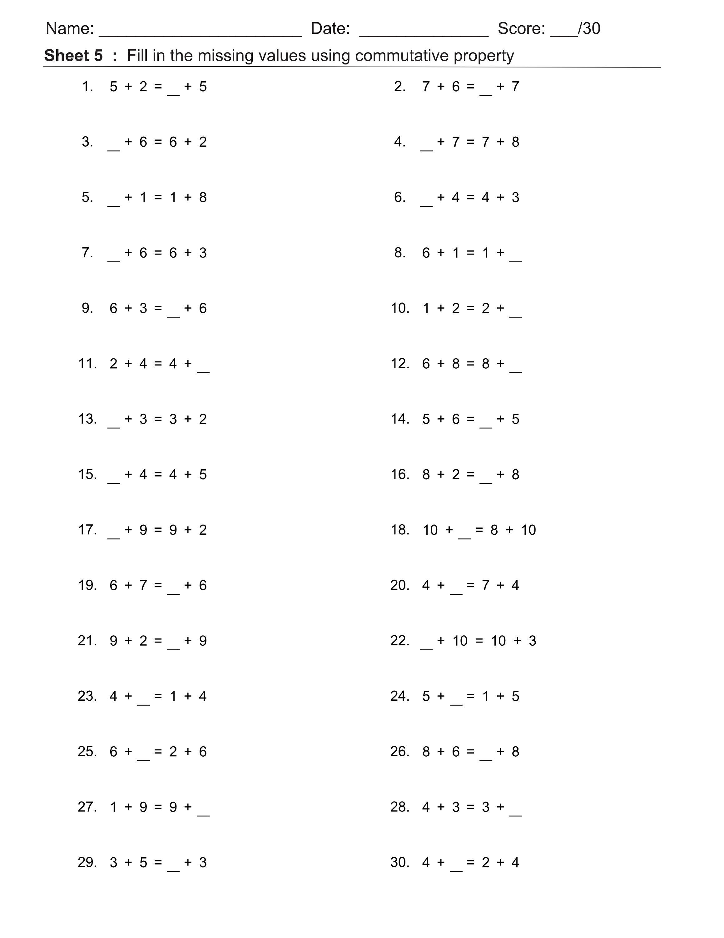 commutative-property-of-addition-worksheets