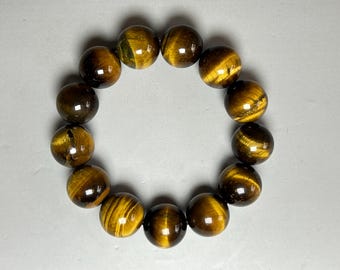 Tiger Eye Stone Bead Bracelet: Mineral Healing Bangle