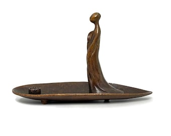 Metal Incense Burner: Abstract Figure, Lotus Base, Meditation Decor