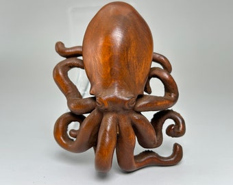 Boxwood carved 8 claw octopus sculpture decor collectible Netsuke