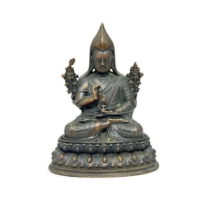 Metall Tsongkhapa Buddha Skulptur. Exquisite Decor Buddha Statue, Heilung und Segen Skulptur