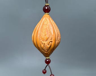 Olive Core Carved Netsuke Pendant, Reproductive Worship Figure,Spiritual Power