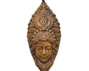 Boxwood Carved Netsuke,Goddess Buddha Sculpture Decor ,Woodcarving Collect,Blessing Wooden Figure,Wood Pendant