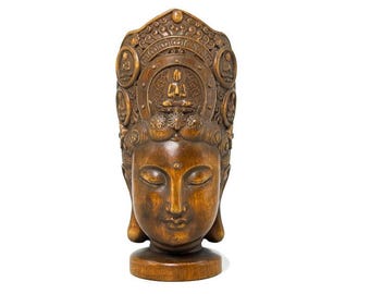 Top Buddha Head Statue, Boxwood Decoration Sculpture, Home Decor,Woodcut Collection,Wood Guanyin Sculpture
