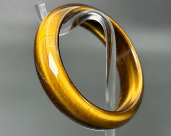 Pulsera rígida de piedra ojo de tigre: Joyería de cristal curativo