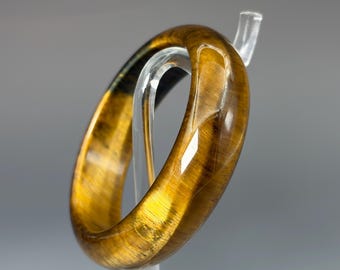 Tiger Eye Stone Bangle Bracelet: Healing Crystal Jewelry