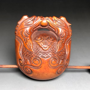 Boxwood Carved Phoenix Muyu, Taoism And Buddhism Musical Instrument, With Crisp Sound