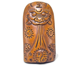 Boxwood Carving: Taoist Five Thunder Commandments Artifact