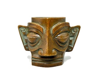 Sanxingdui Cultural Exhibition,Metal Sculpture,Sanxingdui Character Mask