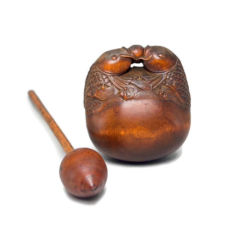 Boxwood Mokugyo: 2-fish Muyu - Buddhist Percussion Instrument - Etsy