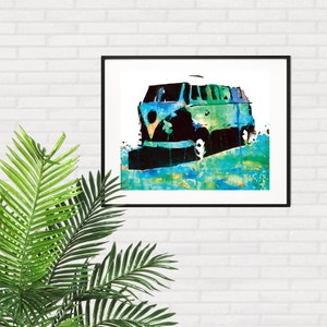 VW Kombi druckbare Kunst, Retro VW Bus Wanddekor, digitaler Download, Strand Van Kunst, Küsten druckbare, VW Kombi Poster