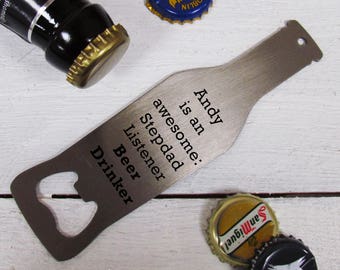 Personalised Bottle Opener | Barware and Bartender Tool Stainless Steel Bar Accessory | Father's Day Bottle Opener Gift | Metal Bar Blade