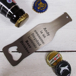 Personalised Bottle Opener | Barware and Bartender Tool Stainless Steel Bar Accessory | Father&#39;s Day Bottle Opener Gift | Metal Bar Blade
