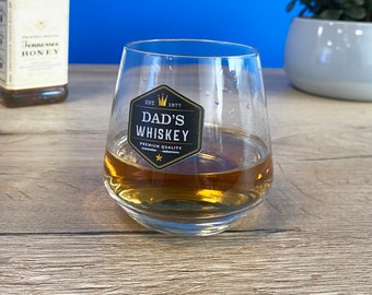 Personalised Whisky Glass | Colour Printed Short Tumbler | Father's Day Birthday Xmas Gift | Premium Quality Glassware for Whiskey Lovers